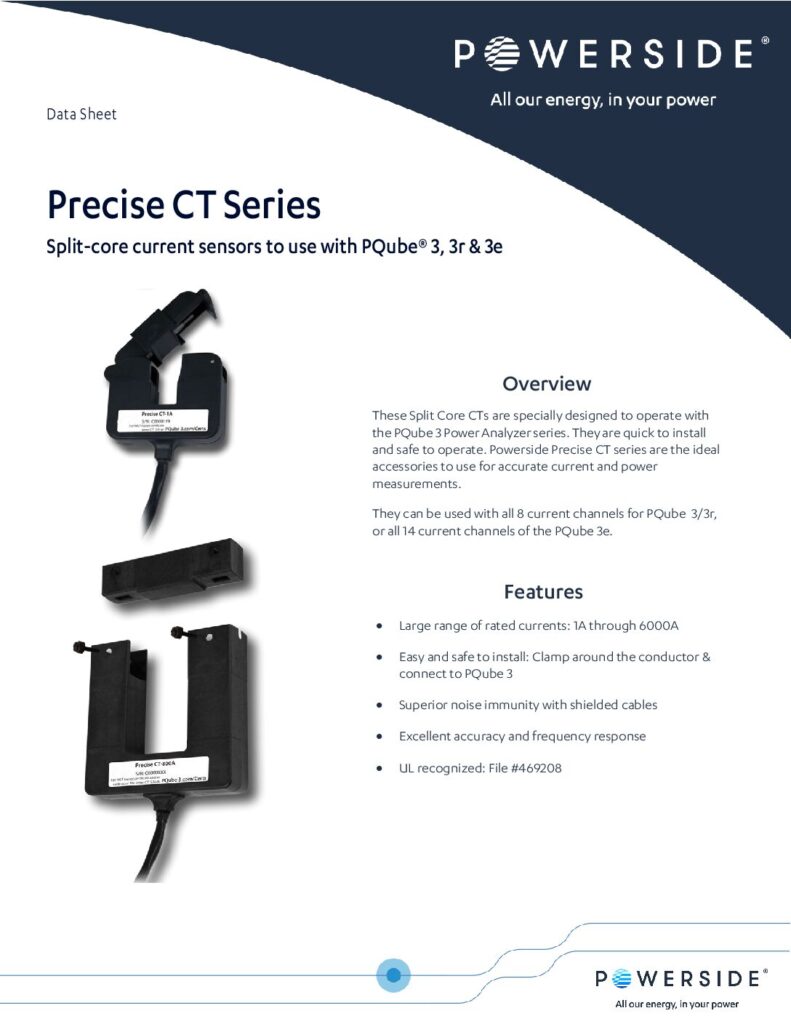 Precise CT Split Core Current Sensors Data Sheet | Powerside