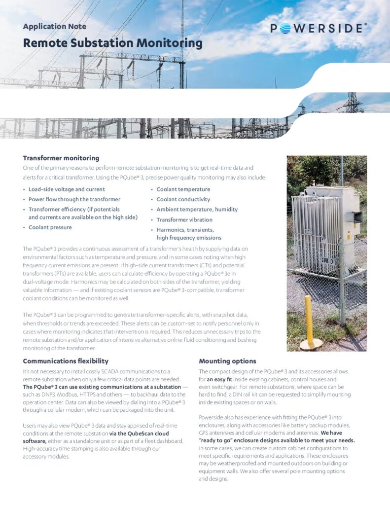[Application Note] Remote Substation Monitoring | Powerside