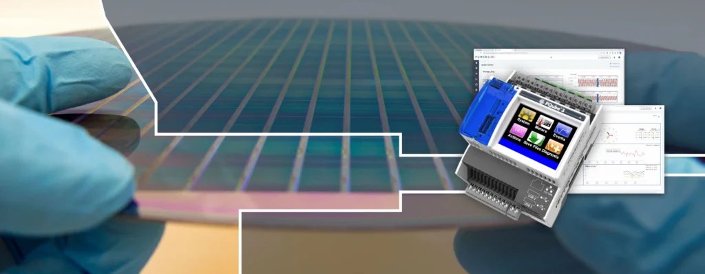PQube 3 power quality monitoring for semiconductor industry components.